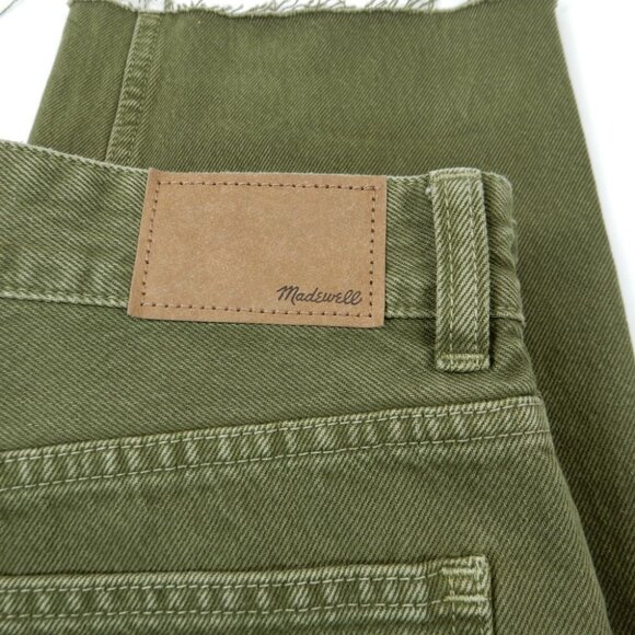 Madewell Darted Barrel Leg JEANS Size 25 Kale Green Denim Raw Hem NEW $148 - Picture 10 of 13